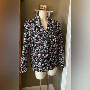 Alfred Dunner Blazer Spring Size 14 ditsy Floral Jacket Black